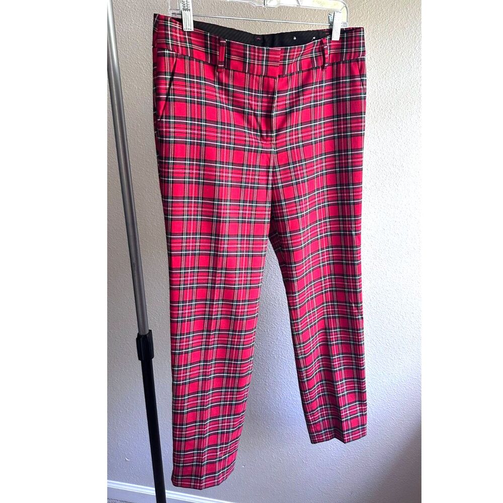 Talbots Hampshire Ankle Pants Red Tartan Plaid Wool Blend Size 8 NWOT